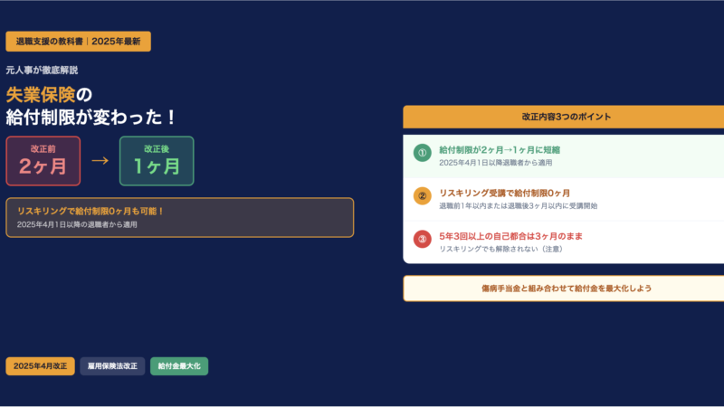 失業保険の給付制限が2ヶ月→1ヶ月に！2025年4月法改正の内容と受給を最大化する方法を元人事が解説