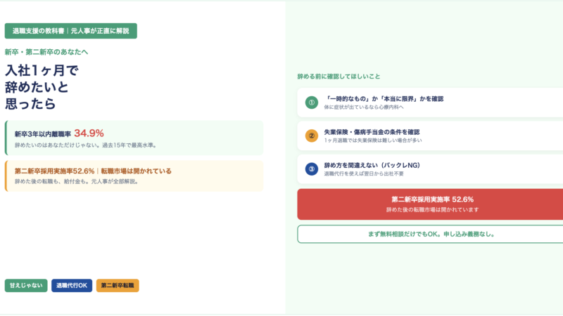 新卒・第二新卒が入社1ヶ月で辞めたいと思ったら｜辞める前に確認してほしいこと・退職の方法を元人事が解説