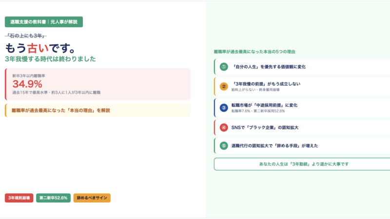 「石の上にも3年」はもう古い｜入社3年以内離職率が過去最高になった本当の理由を元人事が解説